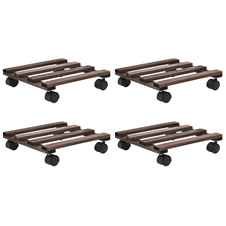 Suport Cu Role Pentru Plante, 4 Buc., 25X25 Cm, Lemn De Cedru