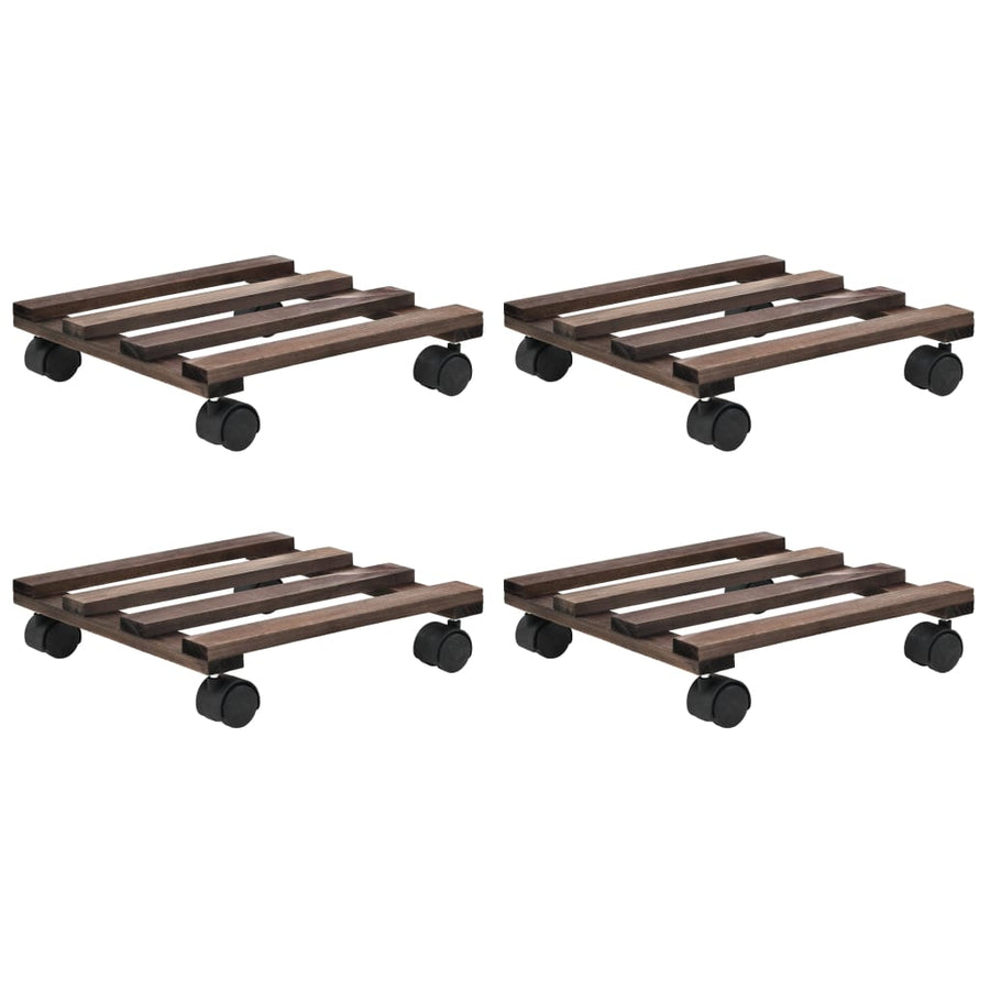 Suport Cu Role Pentru Plante, 4 Buc., 25X25 Cm, Lemn De Cedru