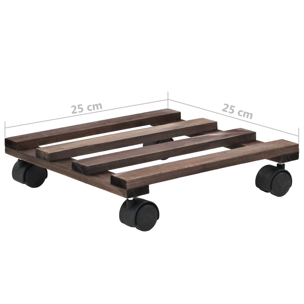 Suport Cu Role Pentru Plante, 4 Buc., 25X25 Cm, Lemn De Cedru