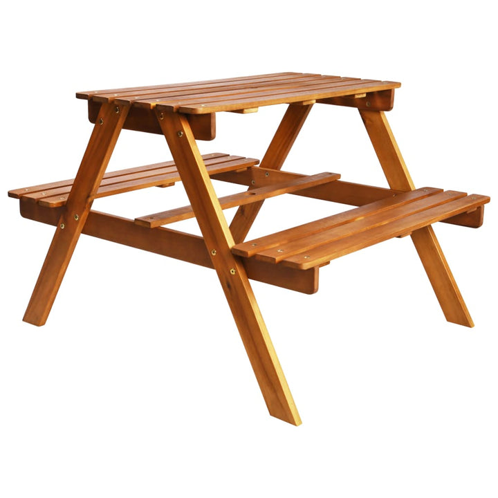 Masă Picnic Pentru Copii Cu Umbrelă, 79X90X60 Cm, Lemn Acacia