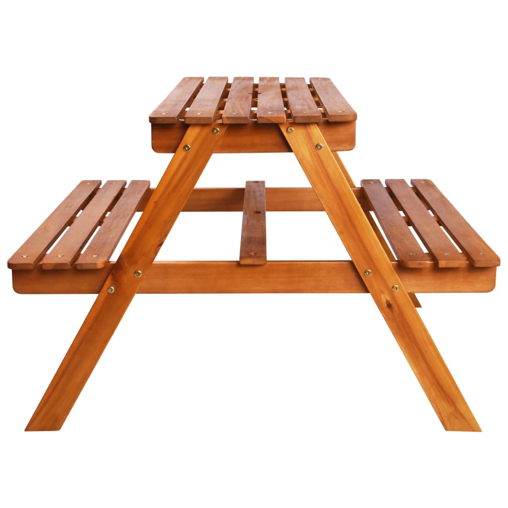 Masă Picnic Pentru Copii Cu Umbrelă, 79X90X60 Cm, Lemn Acacia