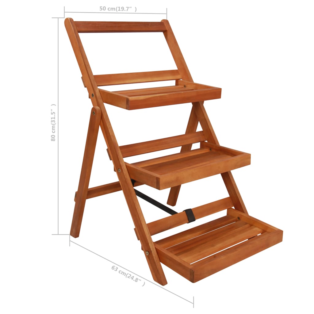 Suport De Plante, 3 Niveluri, 50X63X80 Cm, Lemn Masiv De Acacia