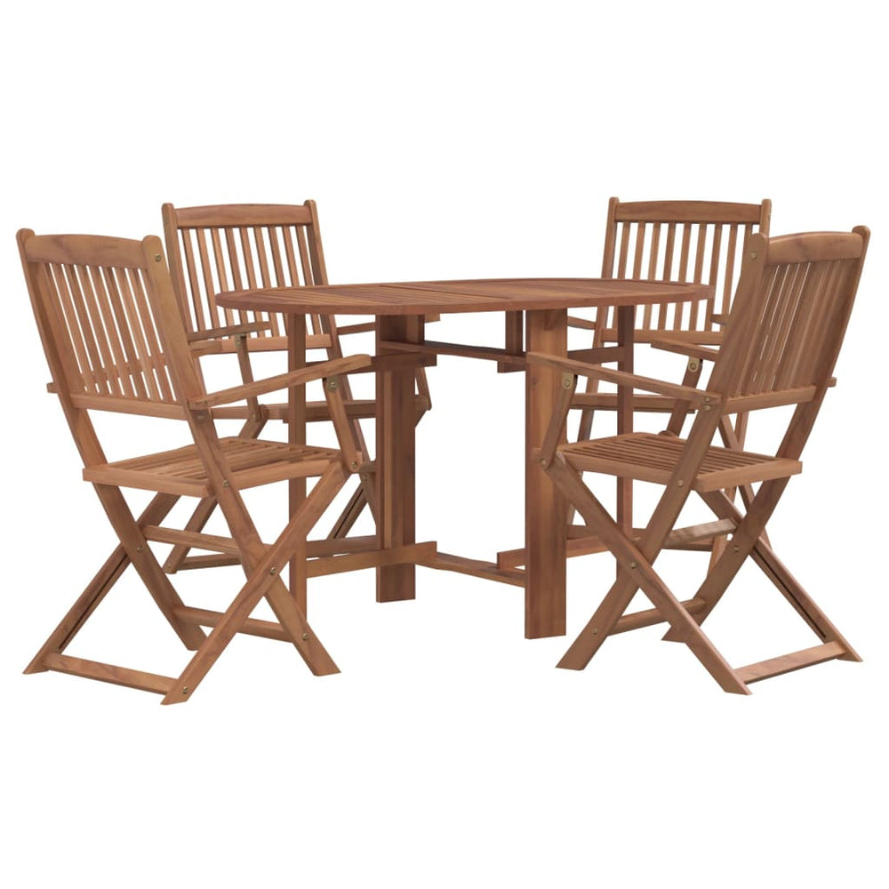 Set Mobilier De Exterior Pliabil, 5 Piese, Lemn Masiv De Acacia