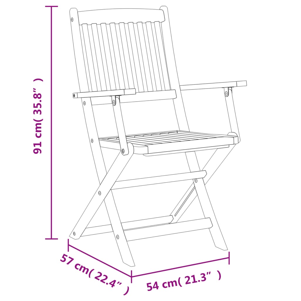 Set Mobilier De Exterior Pliabil, 5 Piese, Lemn Masiv De Acacia