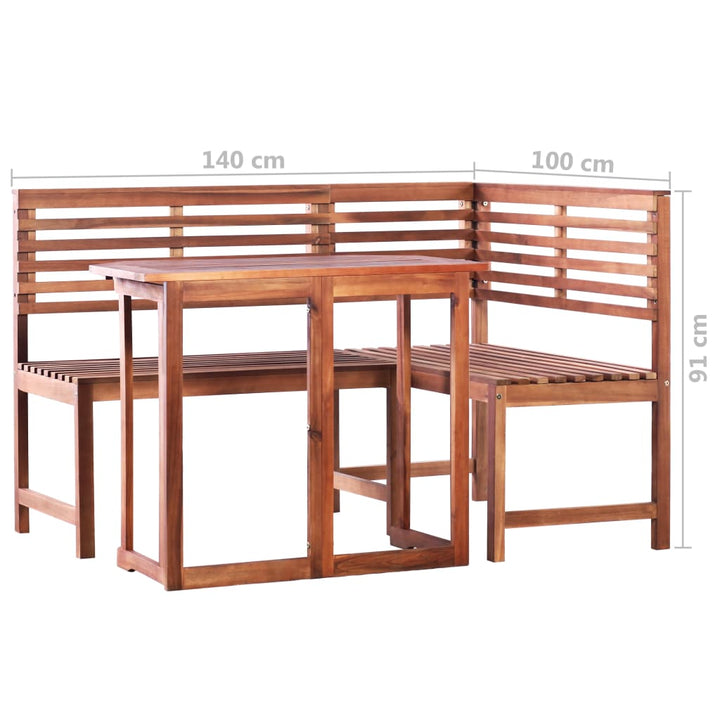 Set Mobilier Bistro, 2 Piese, Lemn Masiv De Acacia