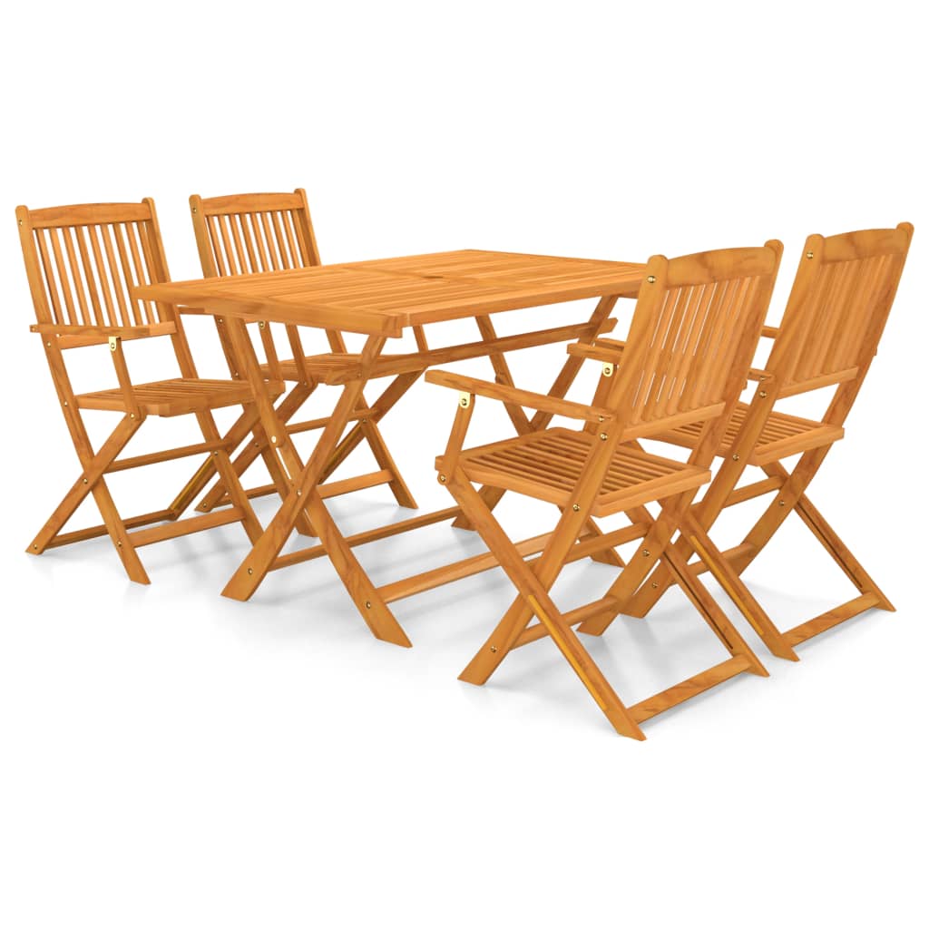 Set Mobilier De Exterior Pliabil, 7 Piese, Lemn Masiv De Acacia