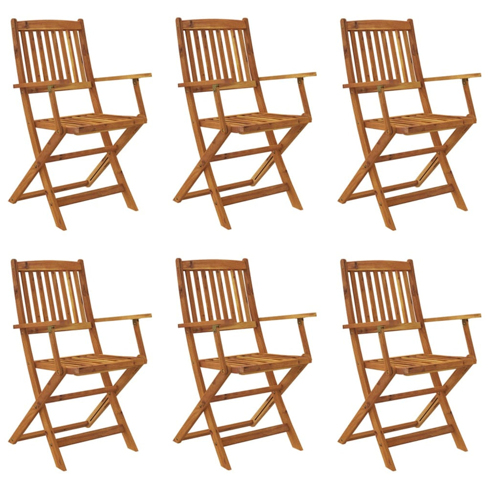 Set Mobilier De Exterior Pliabil, 7 Piese, Lemn Masiv De Acacia