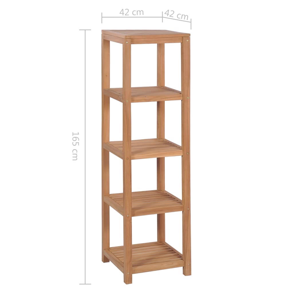 Raft Depozitare Baie, 4 Niveluri, 42X42X165 Cm, Lemn Tec Masiv