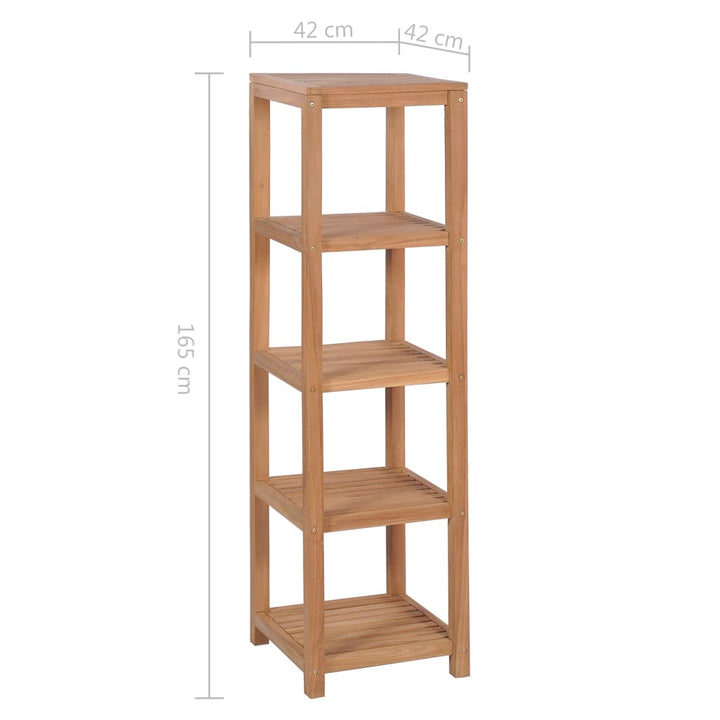 Raft Depozitare Baie, 4 Niveluri, 42X42X165 Cm, Lemn Tec Masiv
