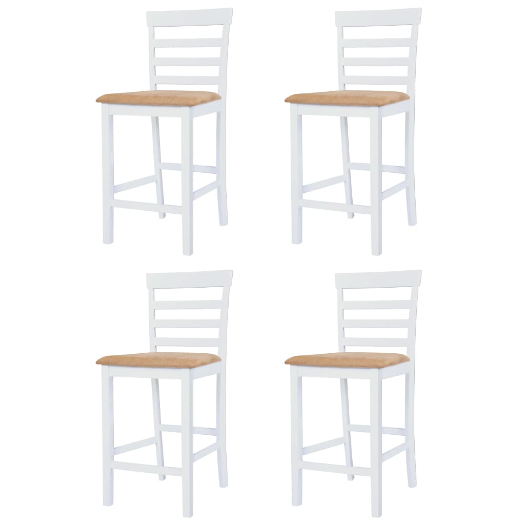 Set Masă Și Scaune De Bar, 5 Piese, Lemn Masiv, Maro Și Alb