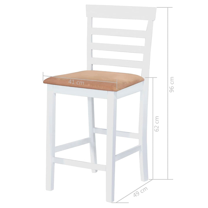 Set Masă Și Scaune De Bar, 5 Piese, Lemn Masiv, Maro Și Alb