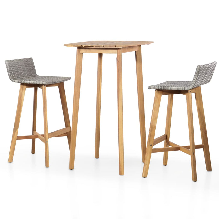 Set Mobilier Bar, 3 Piese, Lemn Masiv De Acacia