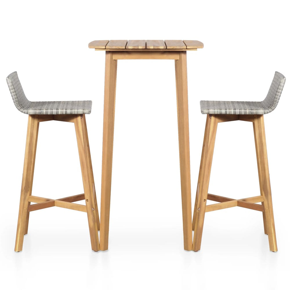 Set Mobilier Bar, 3 Piese, Lemn Masiv De Acacia