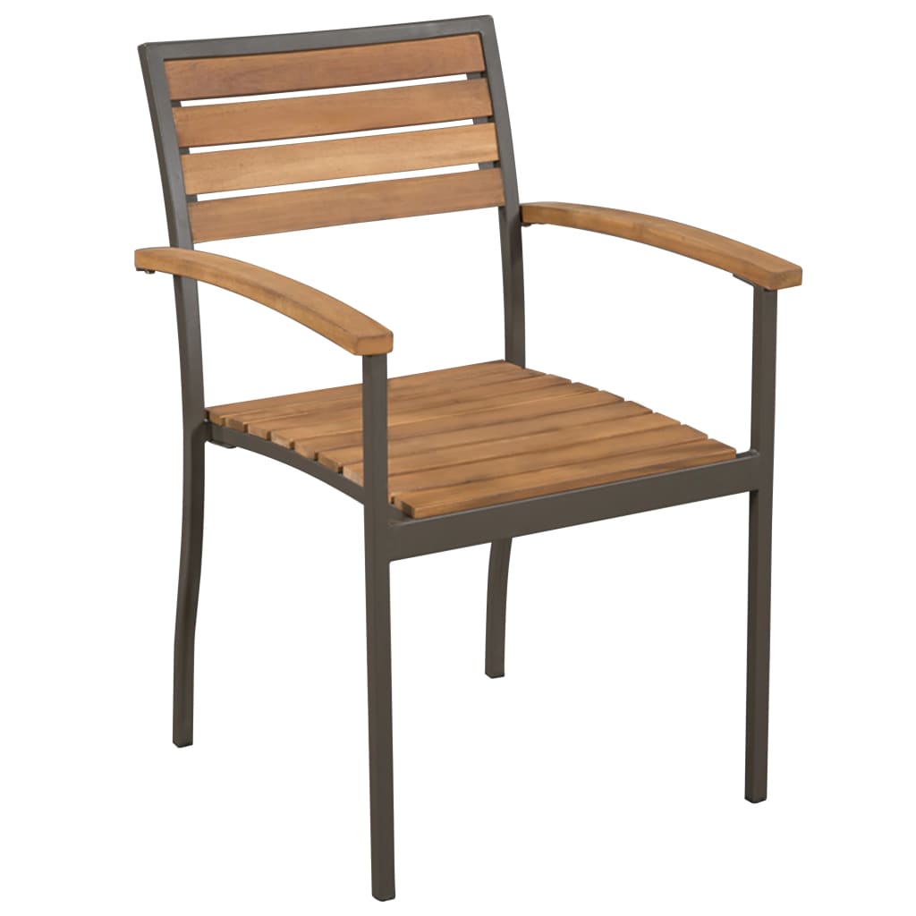 Set Mobilier De Exterior, 7 Piese, Lemn Masiv De Acacia Și Oțel