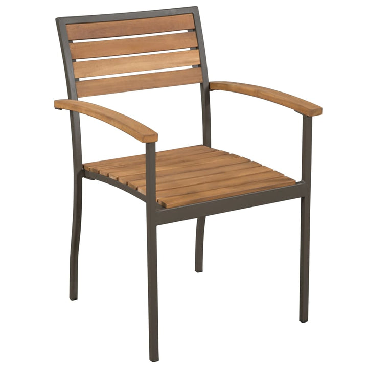 Set Mobilier De Exterior, 7 Piese, Lemn Masiv De Acacia Și Oțel