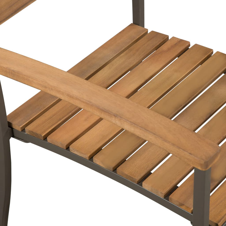 Set Mobilier De Exterior, 7 Piese, Lemn Masiv De Acacia Și Oțel