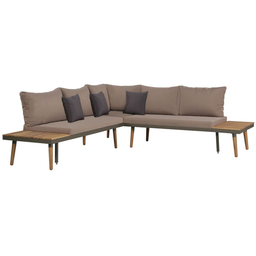Set Mobilier Grădină Cu Perne, 4 Piese, Maro, Lemn Acacia