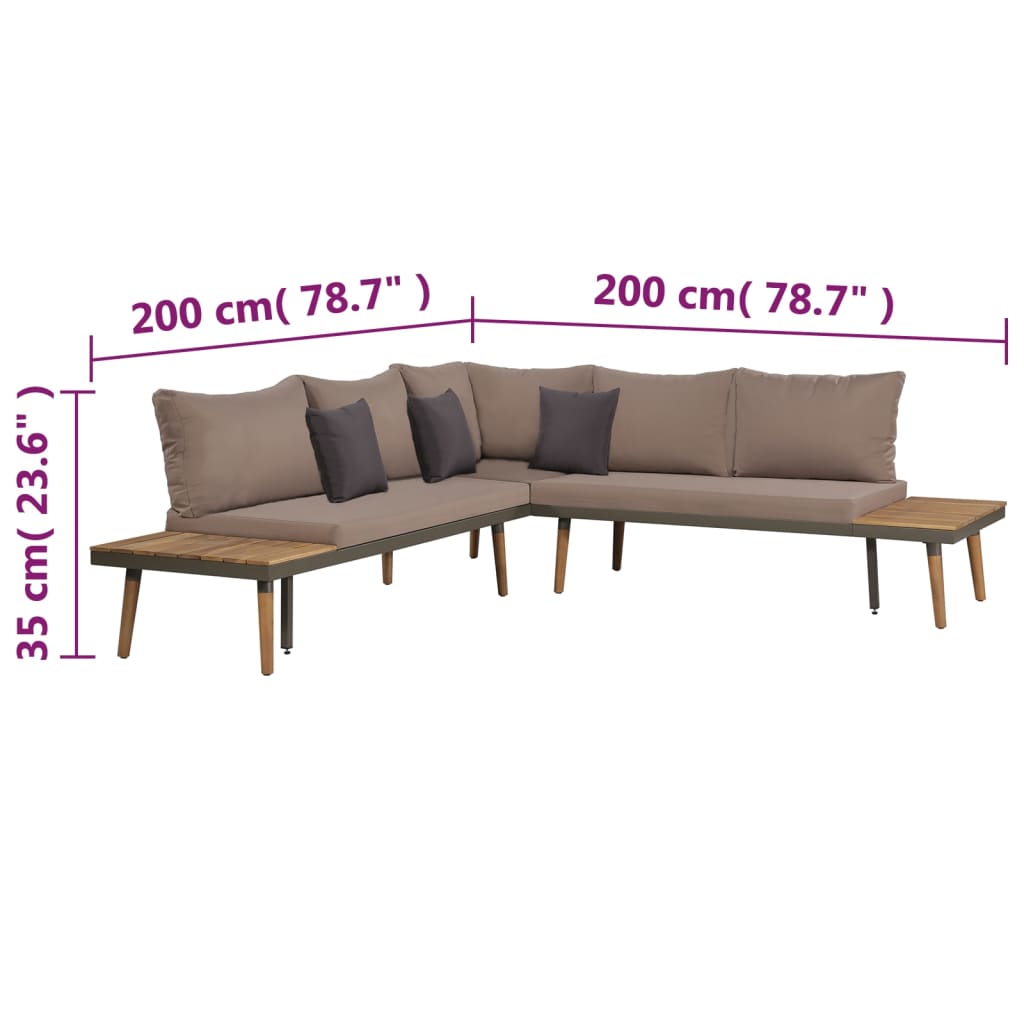 Set Mobilier Grădină Cu Perne, 4 Piese, Maro, Lemn Acacia