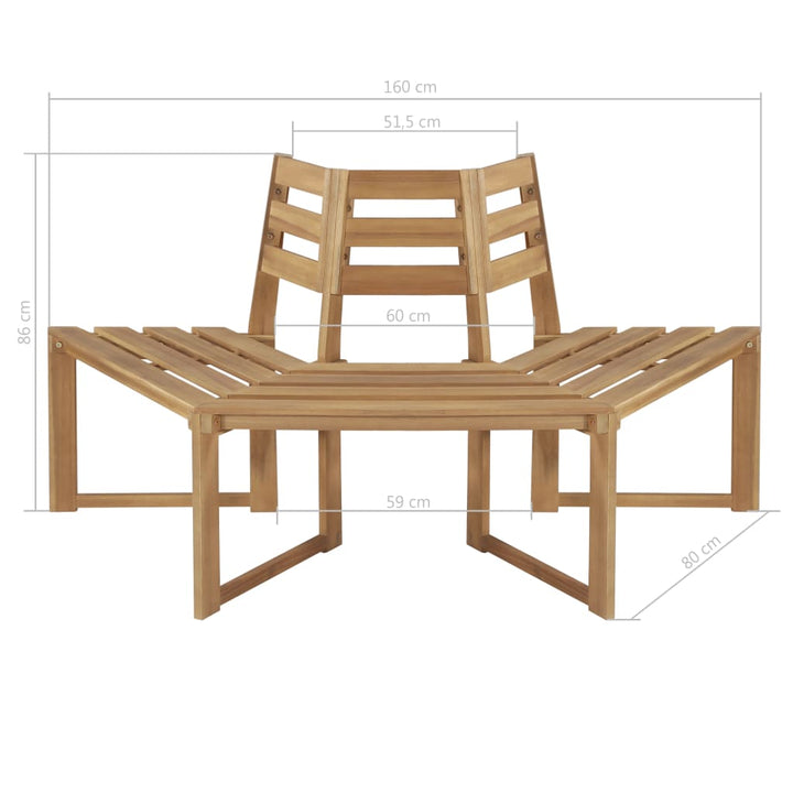 Bancă De Copac Semihexagonală 160 Cm Lemn Masiv De Acacia