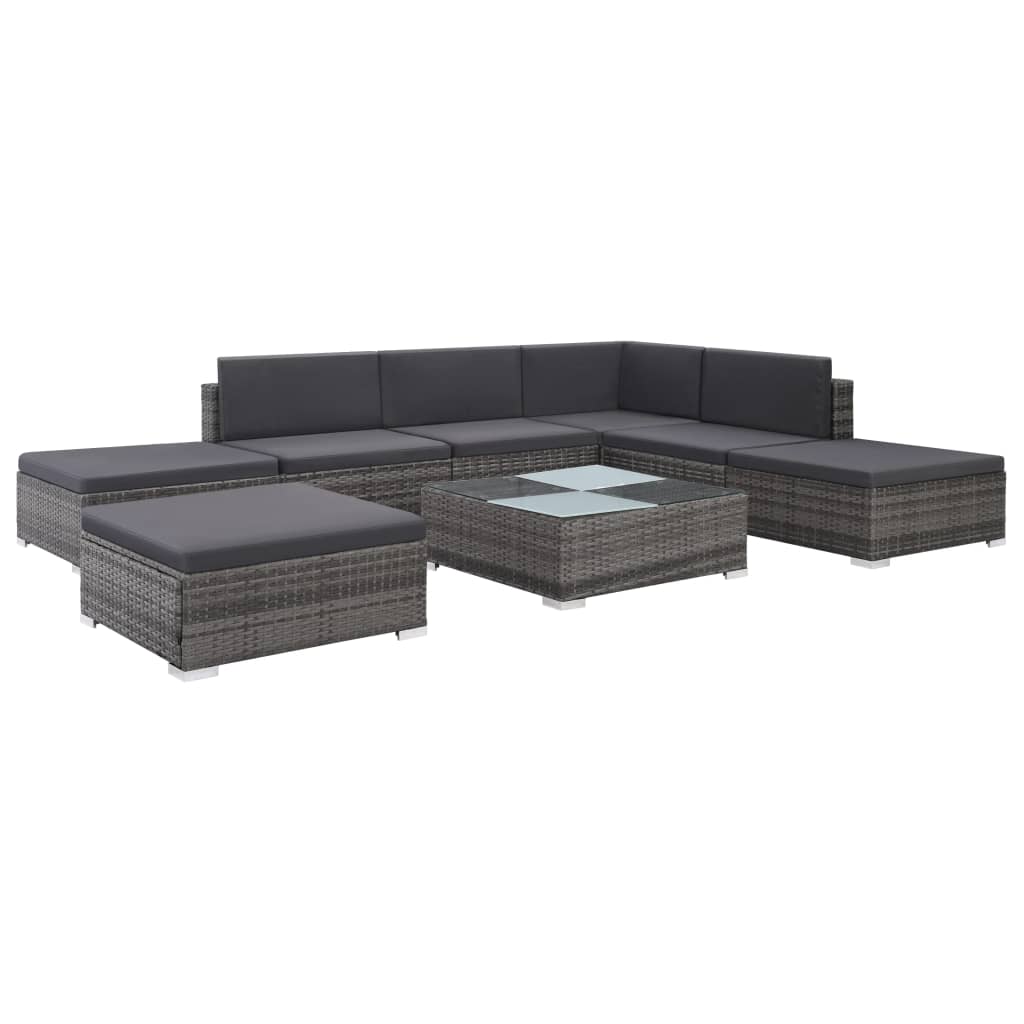 Set Mobilier De Grădină Cu Perne, 8 Piese, , Poliratan