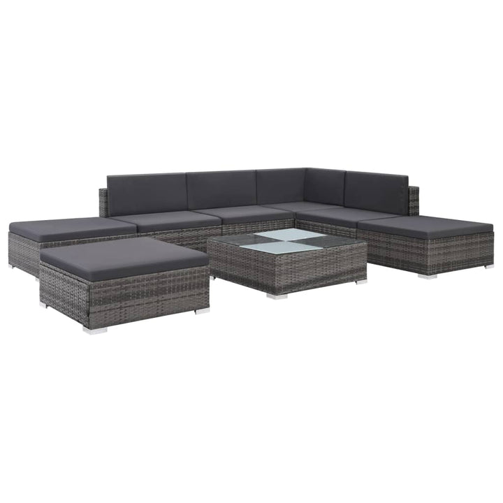 Set Mobilier De Grădină Cu Perne, 8 Piese, , Poliratan