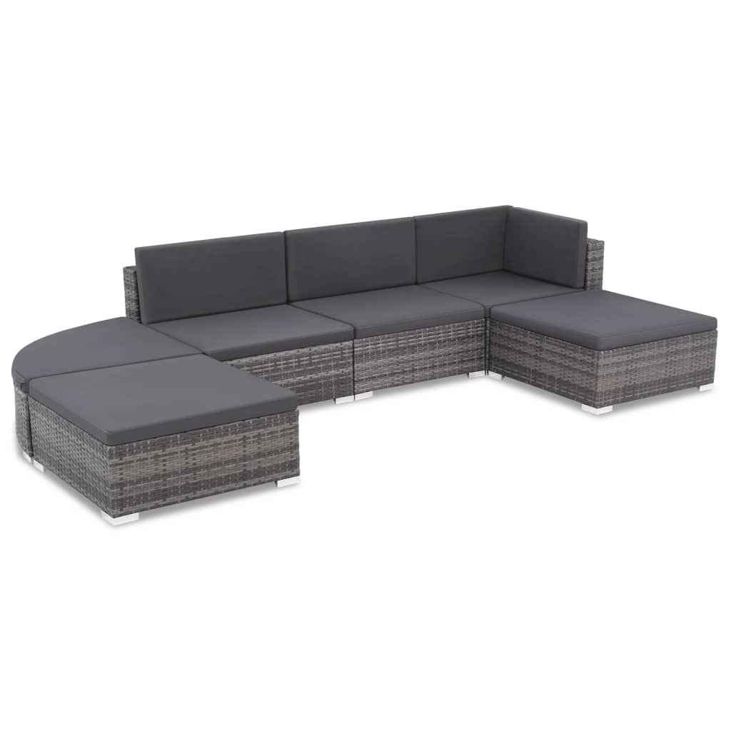 Set Mobilier De Grădină Cu Perne, 6 Piese, , Poliratan