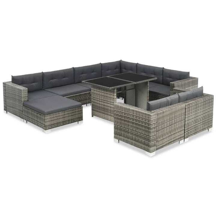 Set Mobilier De Grădină Cu Perne, 10 Piese, , Poliratan