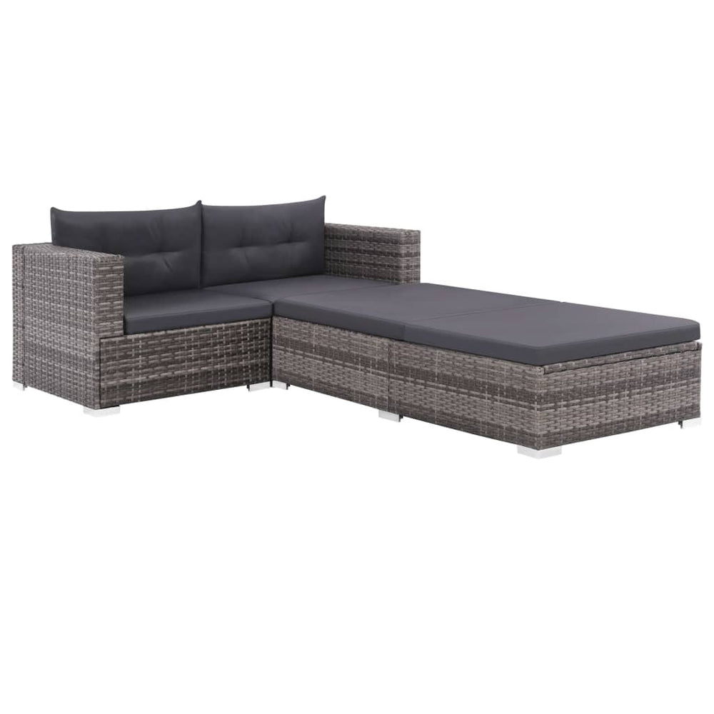 Set Mobilier De Grădină Cu Perne, 3 Piese, , Poliratan