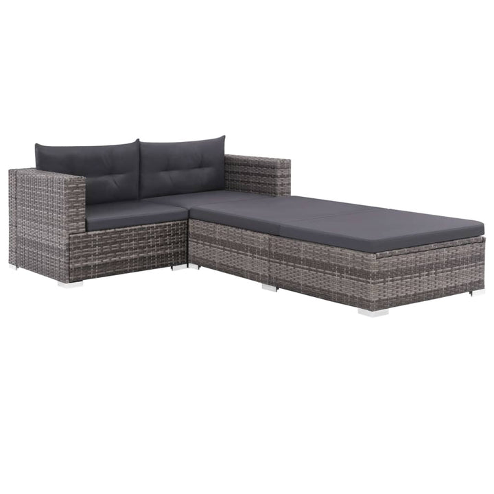 Set Mobilier De Grădină Cu Perne, 3 Piese, , Poliratan