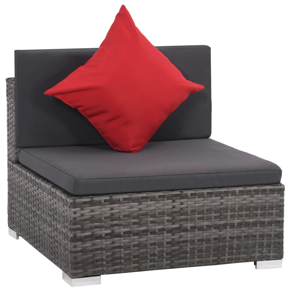 Set Mobilier De Grădină Cu Perne, 8 Piese, Gri, Poliratan