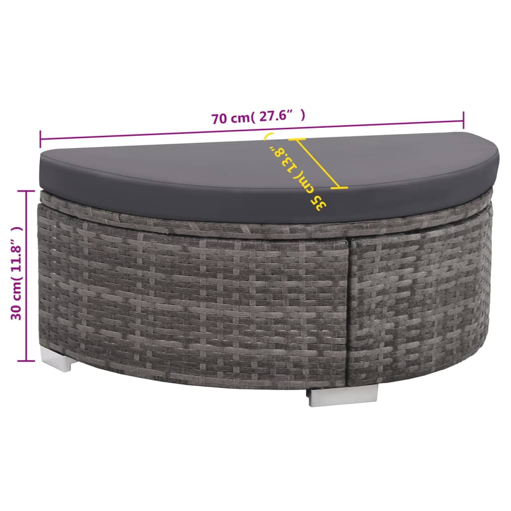 Set Mobilier De Grădină Cu Perne, 8 Piese, Gri, Poliratan