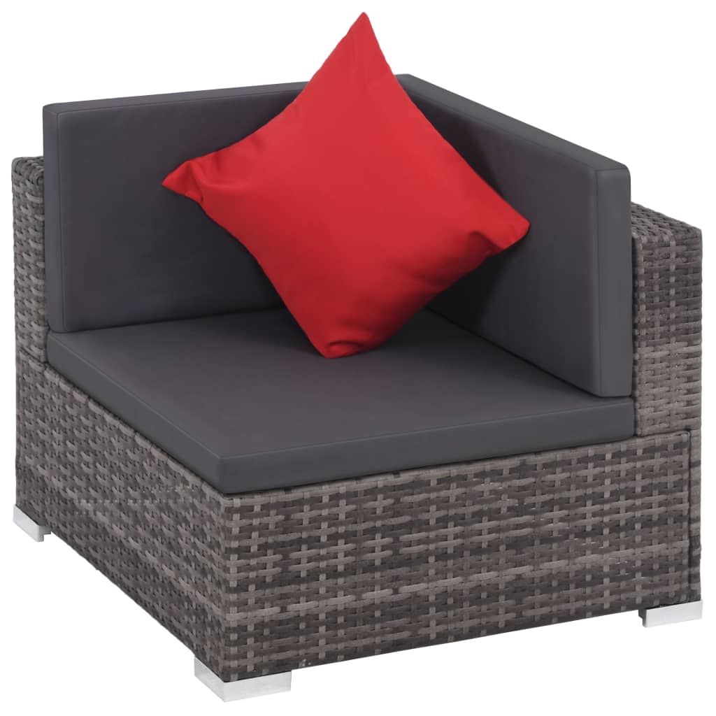 Set Mobilier De Grădină Cu Perne, 8 Piese, Gri, Poliratan