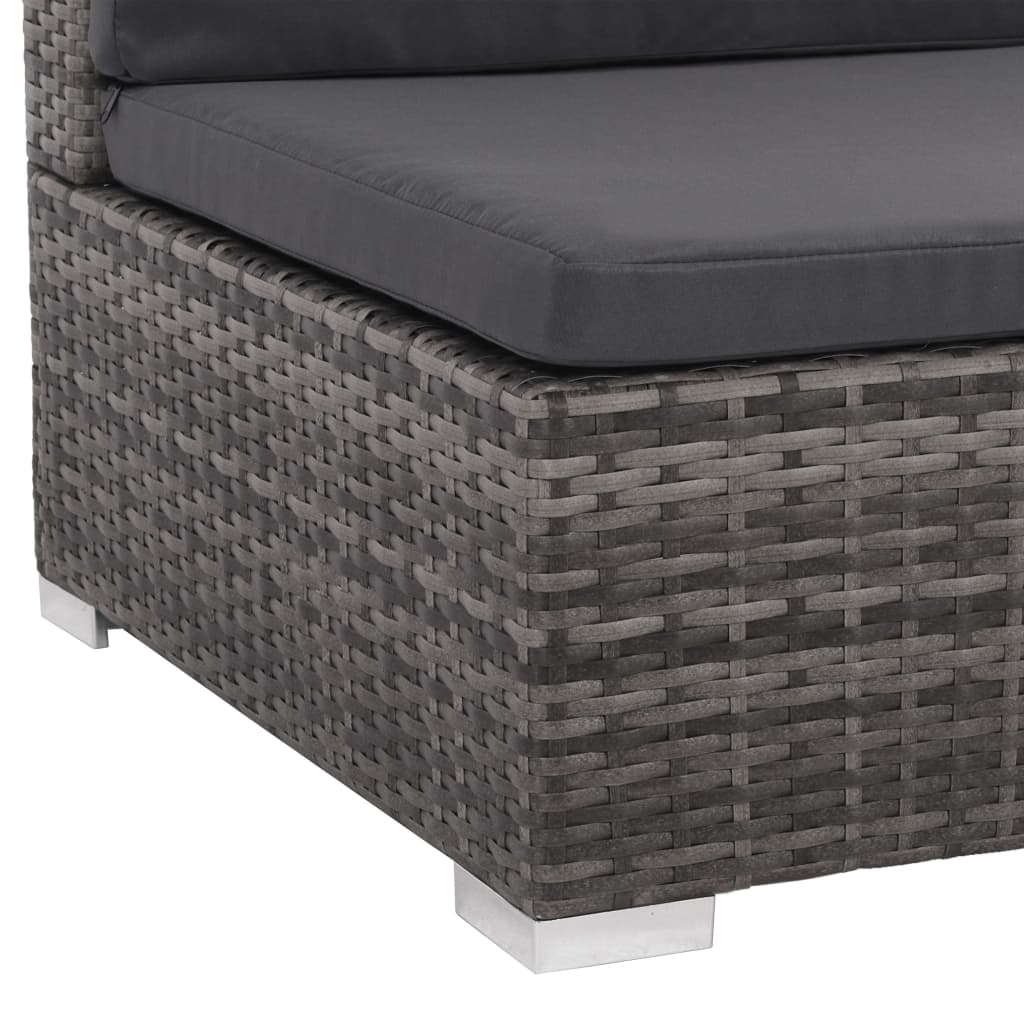Set Mobilier De Grădină Cu Perne, 8 Piese, Gri, Poliratan