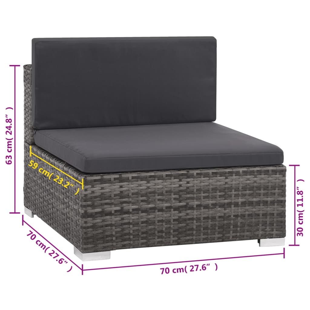 Set Mobilier De Grădină Cu Perne, 8 Piese, Gri, Poliratan