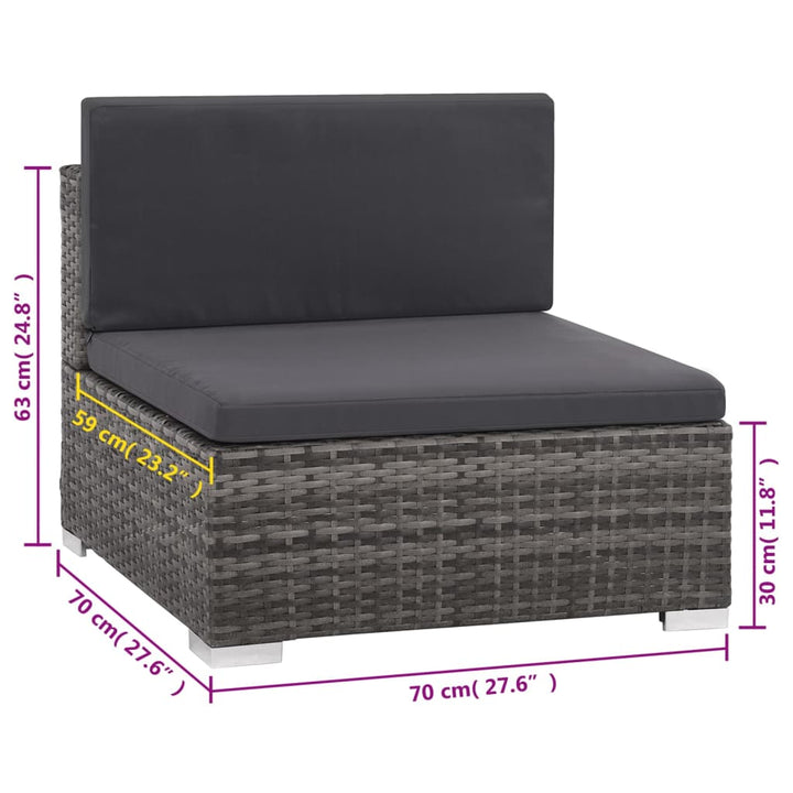 Set Mobilier De Grădină Cu Perne, 8 Piese, Gri, Poliratan