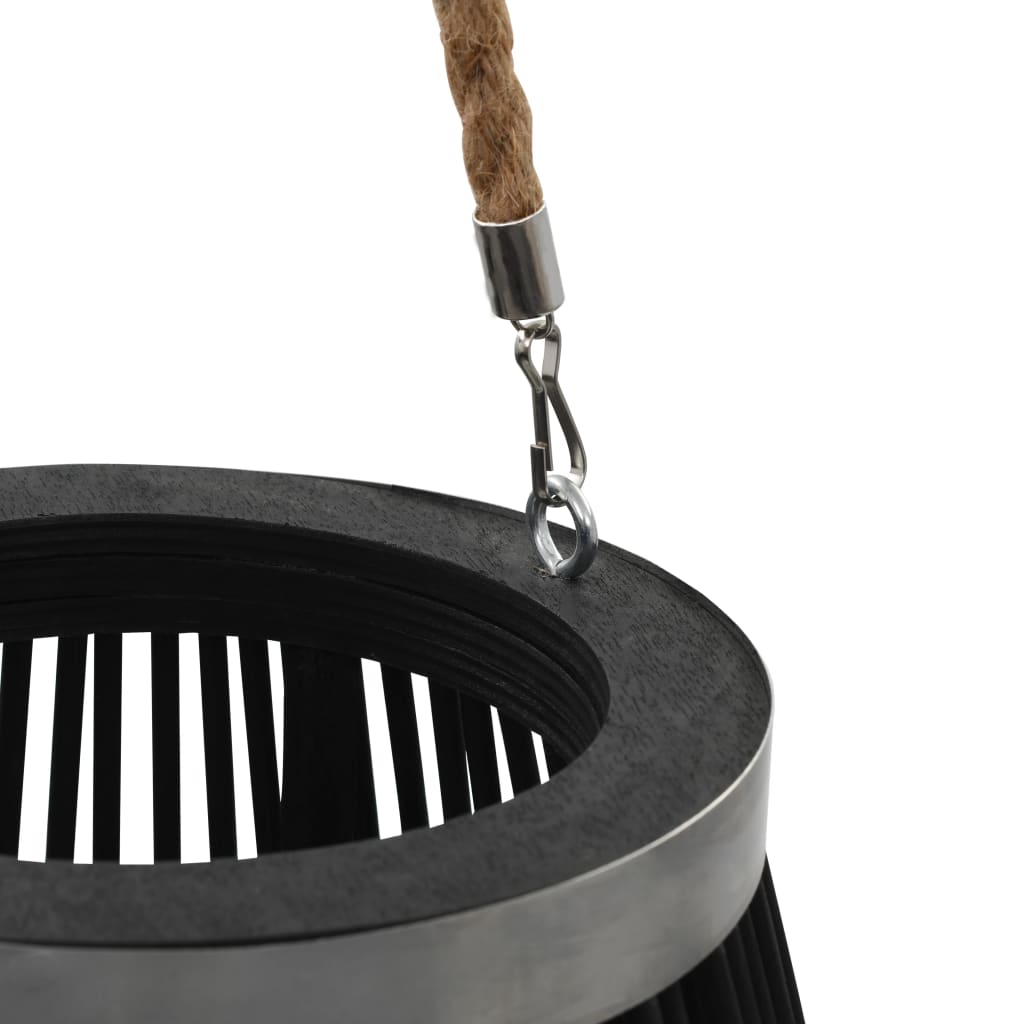 Suport De Lumânări Suspendat Tip Felinar, Negru, , Bambus