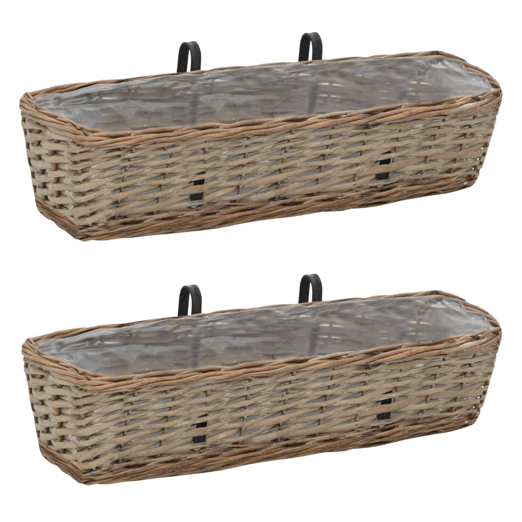 Jardinieră De Balcon, 2 Buc., 40 Cm, Răchită Căptușeală Pe