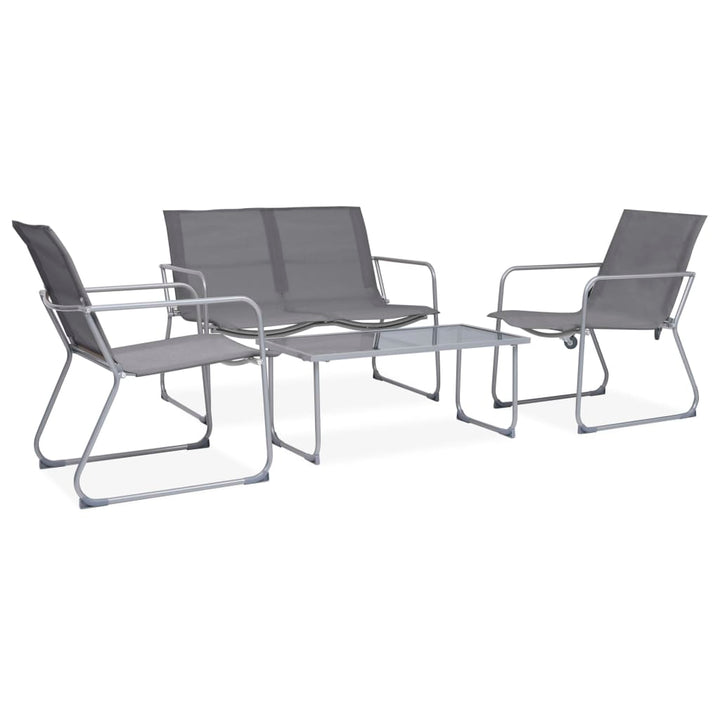 Set Mobilier De Grădină, 4 Piese, Gri, Oțel Și Textil