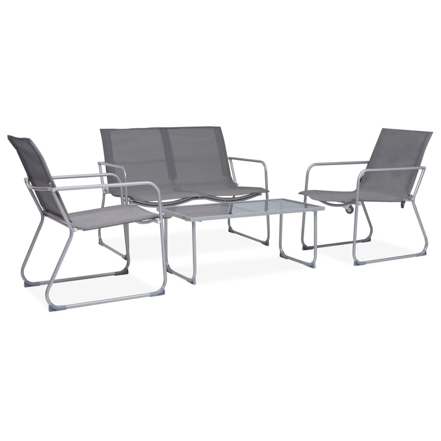 Set Mobilier De Grădină, 4 Piese, Gri, Oțel Și Textil