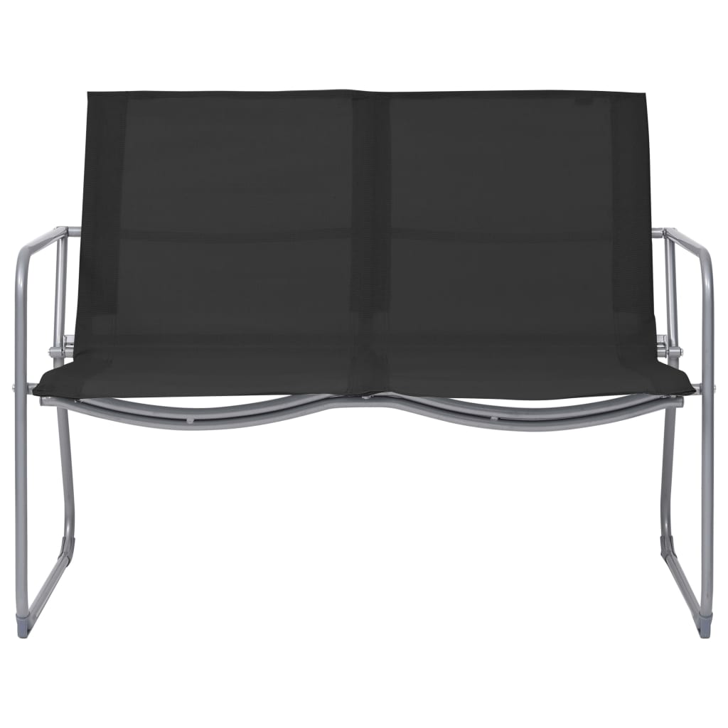 Set Mobilier De Grădină, 4 Piese, Negru, Oțel Și Textil