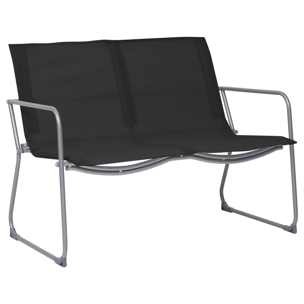 Set Mobilier De Grădină, 4 Piese, Negru, Oțel Și Textil