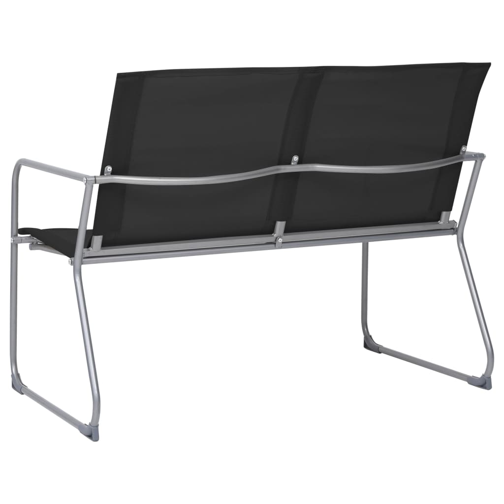 Set Mobilier De Grădină, 4 Piese, Negru, Oțel Și Textil