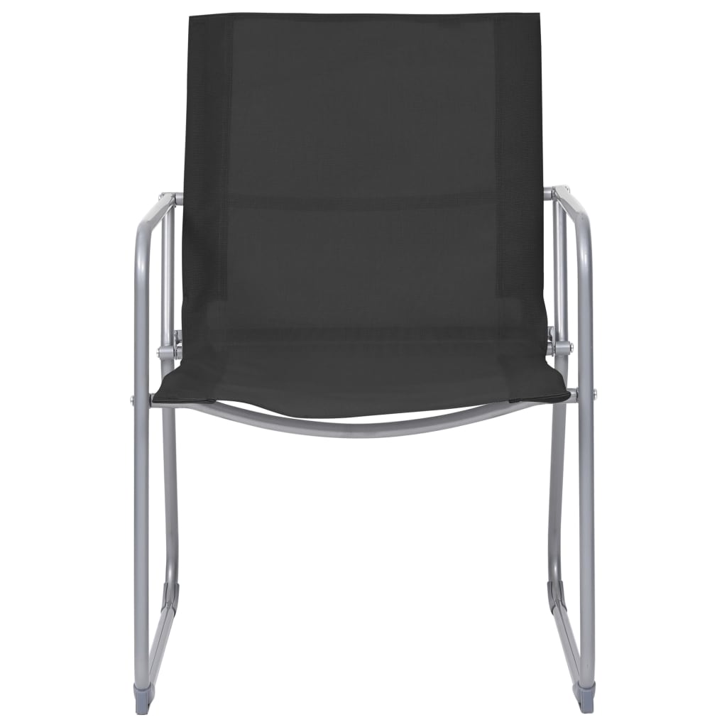 Set Mobilier De Grădină, 4 Piese, Negru, Oțel Și Textil