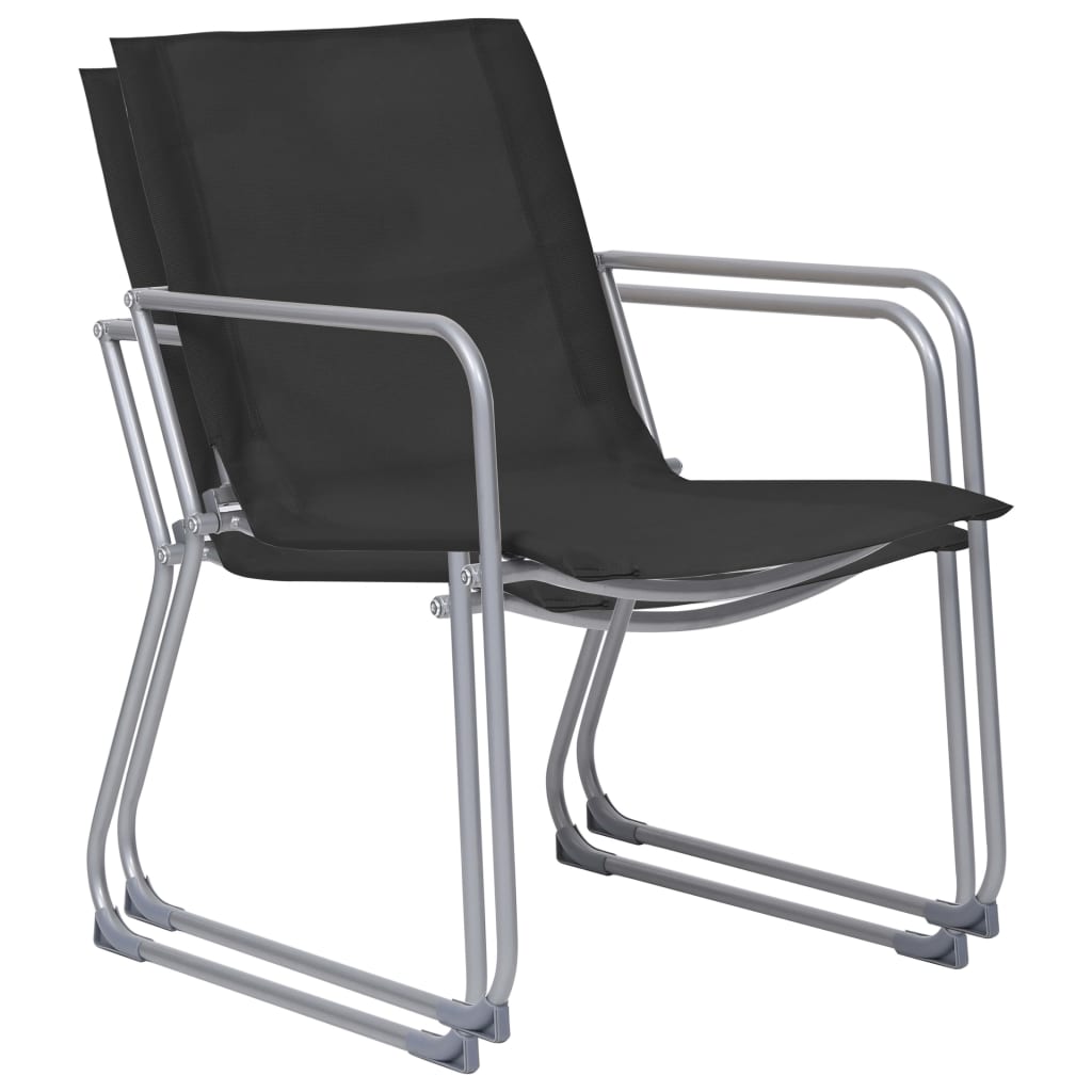 Set Mobilier De Grădină, 4 Piese, Negru, Oțel Și Textil