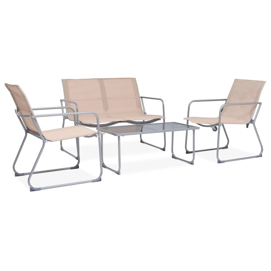 Set Mobilier De Grădină, 4 Piese, Crem, Oțel Și Textil