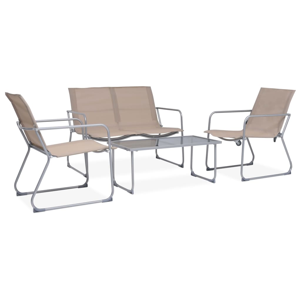 Set Mobilier De Grădină, 4 Piese, Gri Taupe, Oțel Și Textil