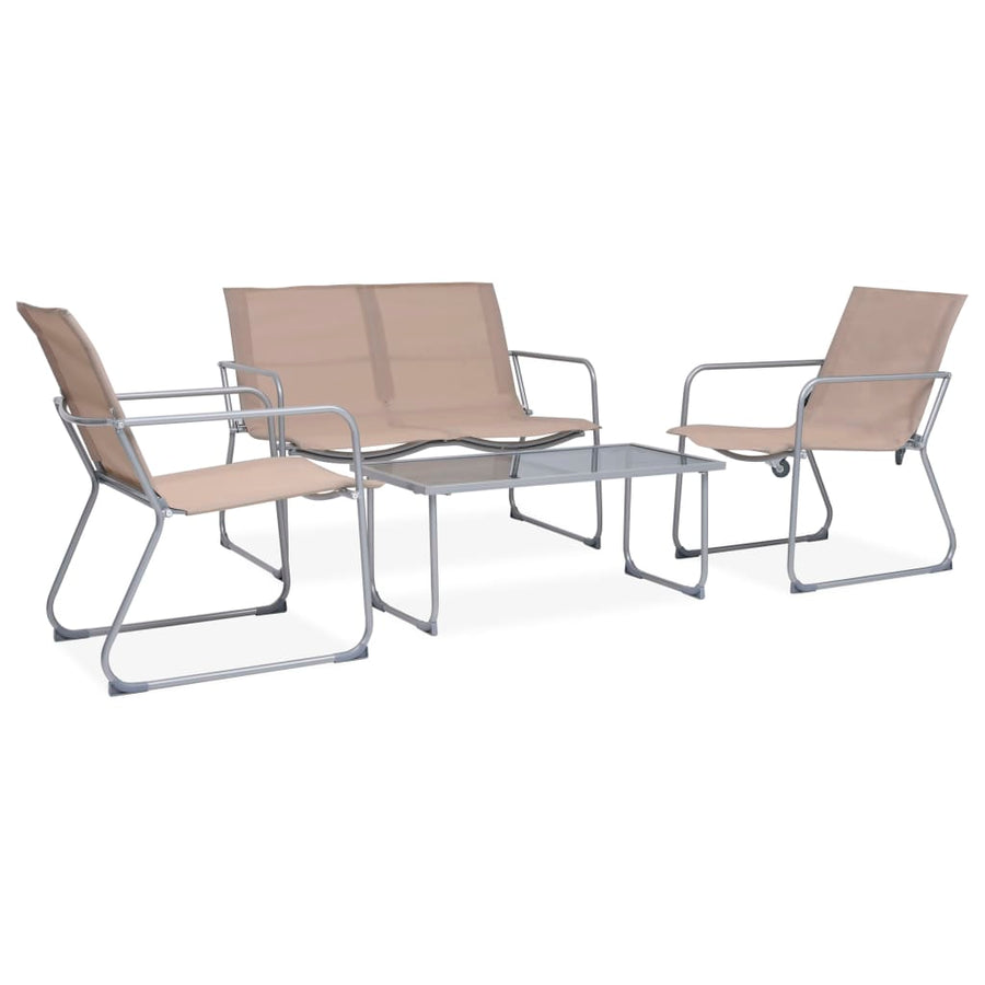 Set Mobilier De Grădină, 4 Piese, Gri Taupe, Oțel Și Textil