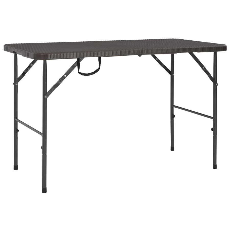 Masă De Grădină Pliabilă, Maro, 120X60X74, Hdpe, Aspect Ratan
