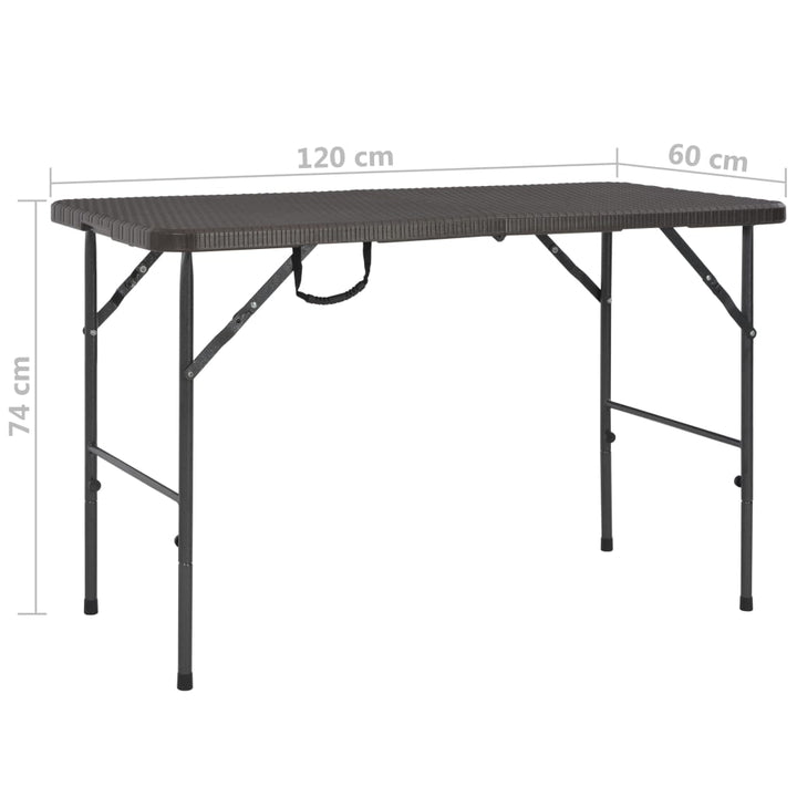 Masă De Grădină Pliabilă, Maro, 120X60X74, Hdpe, Aspect Ratan