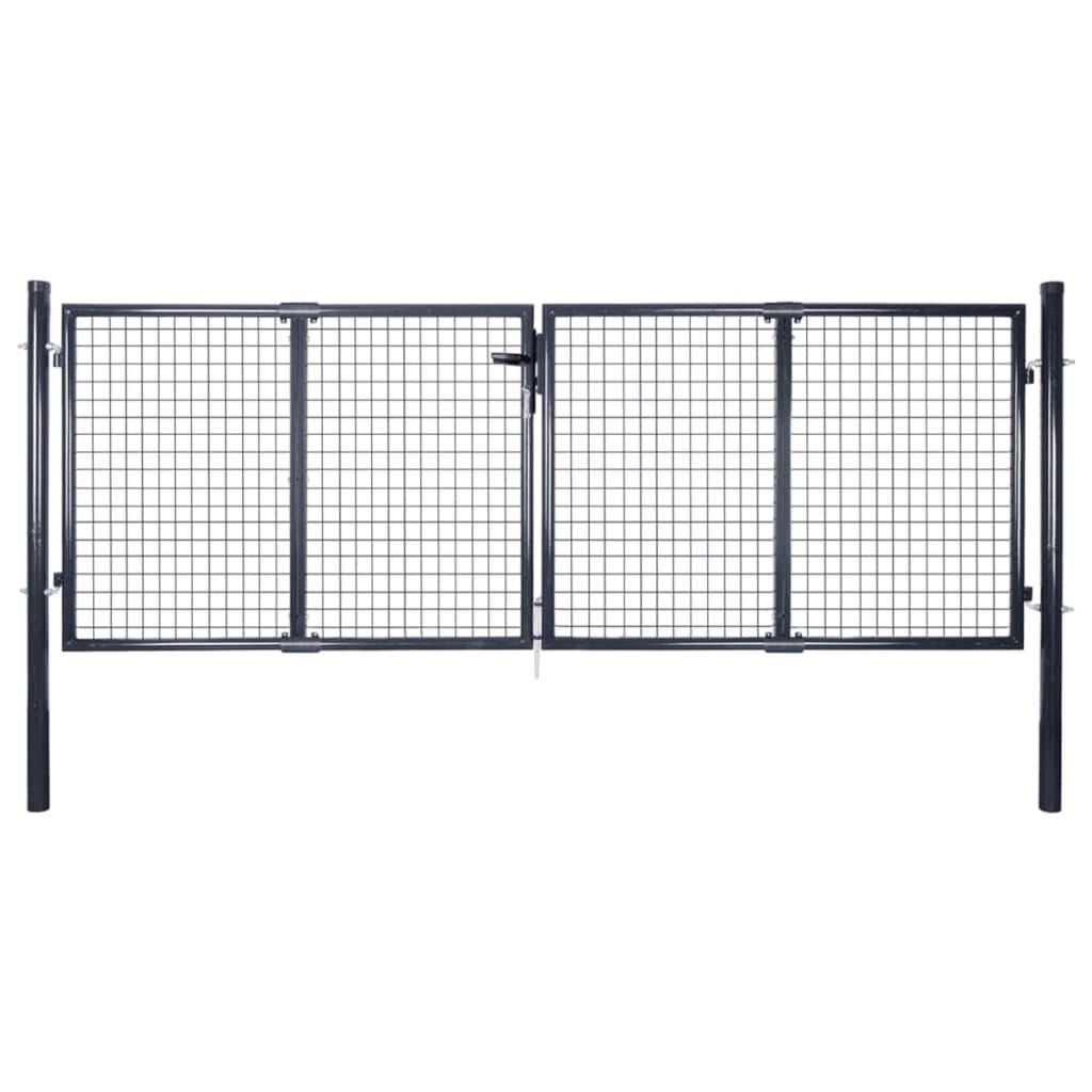 Poartă Din Plasă De Grădină, Gri, 289X, Oțel Galvanizat